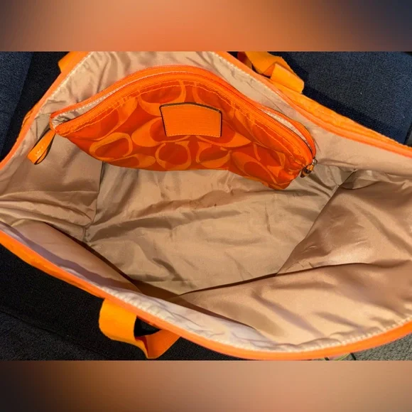 Coach Orange Signature Jacquard Tote - Picture 2 of 8